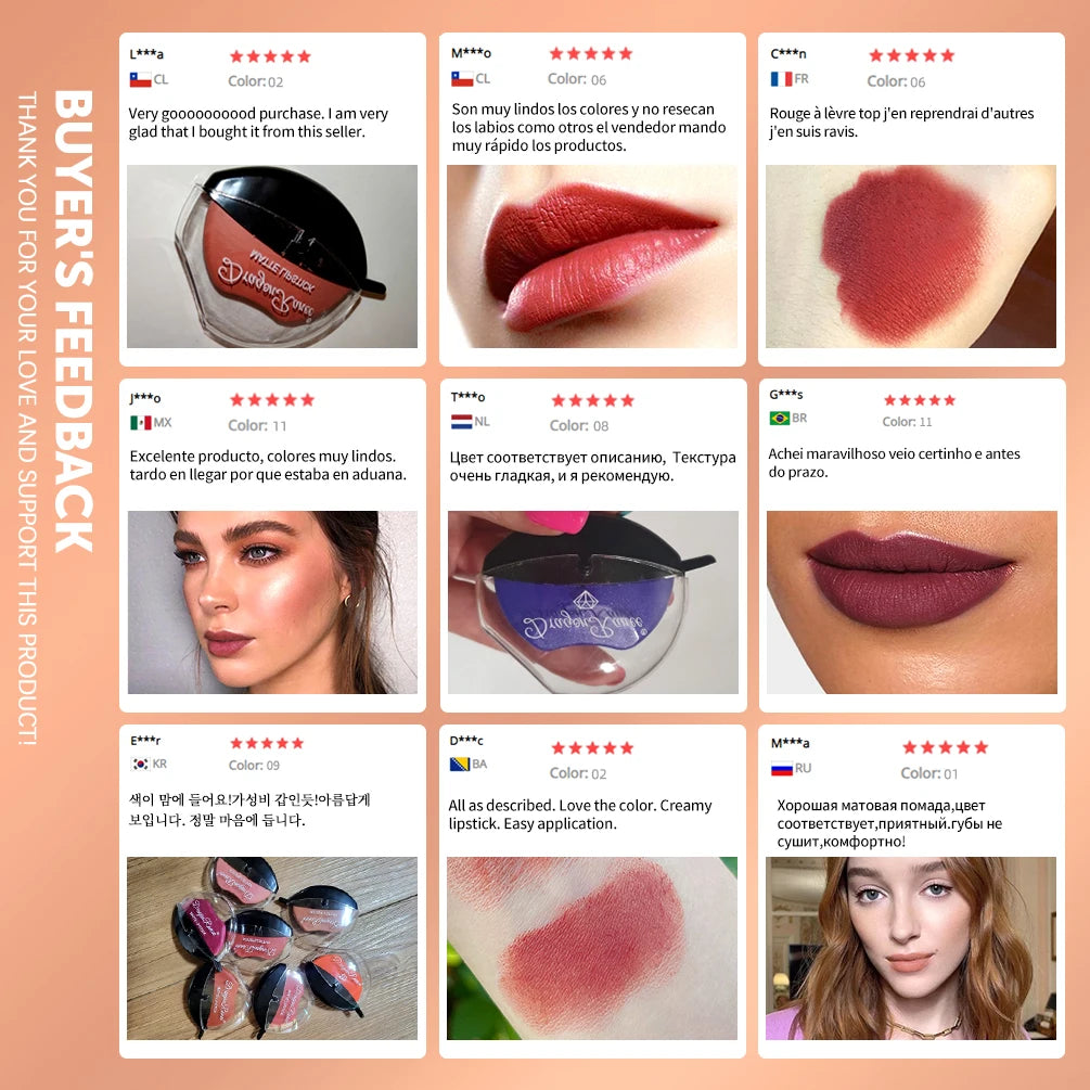 Lip-shaped Lipstick Makeup Temperature Color Changing Lazy Lipstick Velvet Matte Moisturizing Lip Gloss Waterproof Non-stick Cup - Seprincess