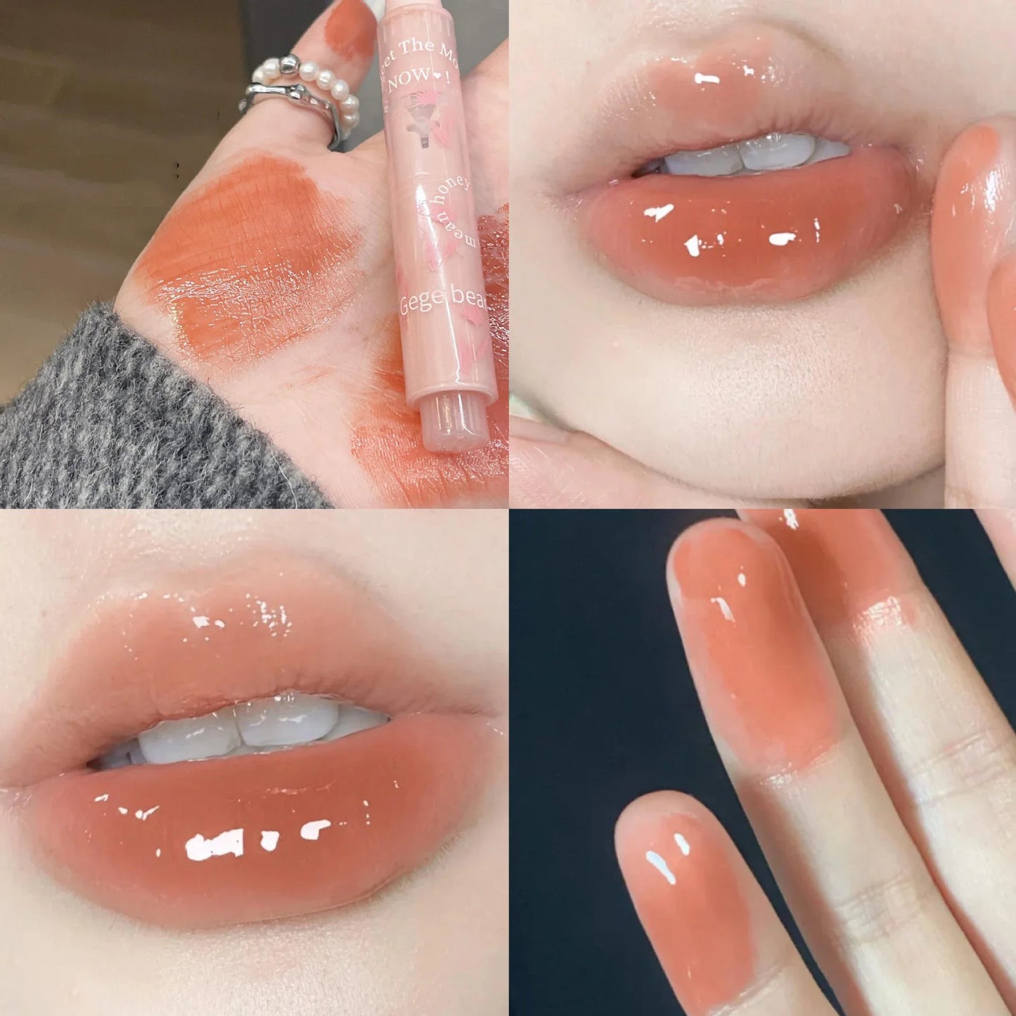 Moisturizing Jelly Mirror Lipstick Waterproof Lasting Clear Heart-shaped Solid Lip Gloss Pen Non-stick Cup Lips Tint Makeup - Seprincess