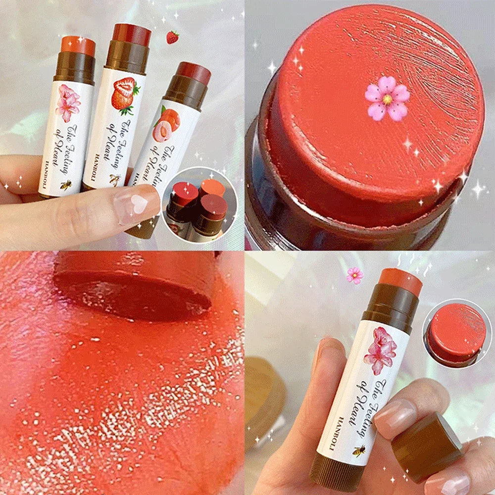 4 Colors Colored Lip Balm Cute Fruit Moisturizing Lip Tint Long Lasting Peach Red Lipstick Waterproof Women Lips Makeup Cosmetic - Seprincess