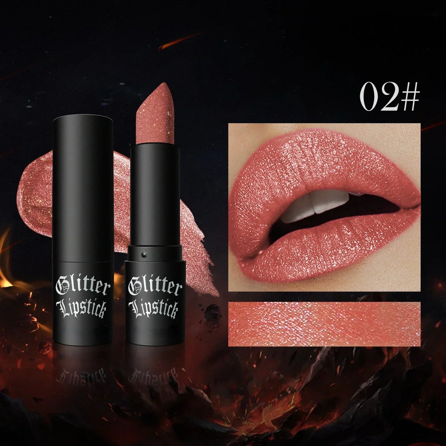 Glitter Lipstick Waterproof Long Lasting Moisturizing Matte Non-stick Cup Pearlescent Diamond Lip Tint Red Sexy Lips Makeup - Seprincess