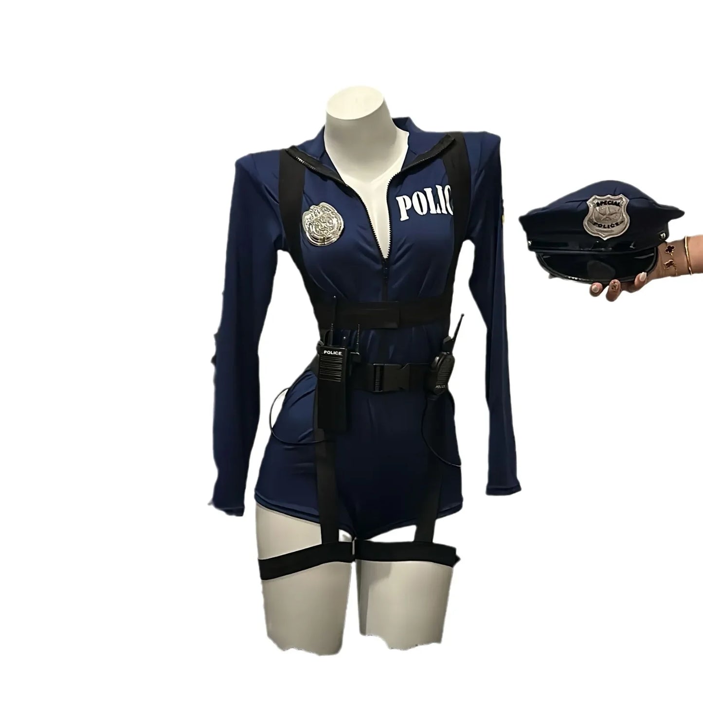 Halloween Sexy Cop Cosplay Erotic Lingerie Policewoman Costume Police Uniform Women Jumpsuit Nightclub Performances Costumes - Seprincess