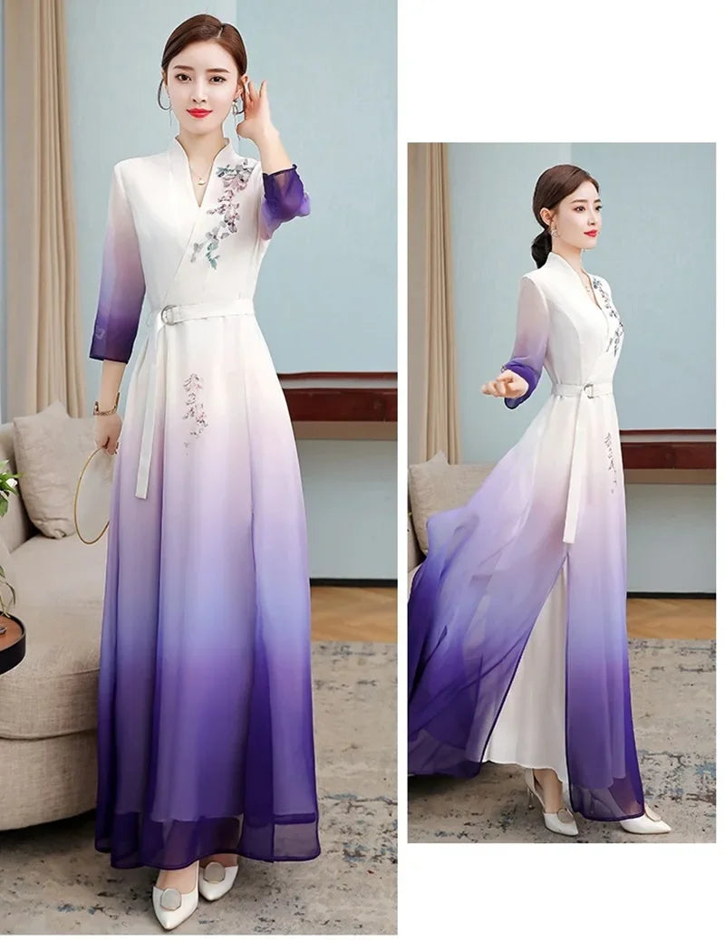 Vietnam Traditional Dress Chinese Style Aodai Cheongsam Qipao China Oriental Dress Vietnam Clothing Long Ao Dai Dress 10049 - Seprincess