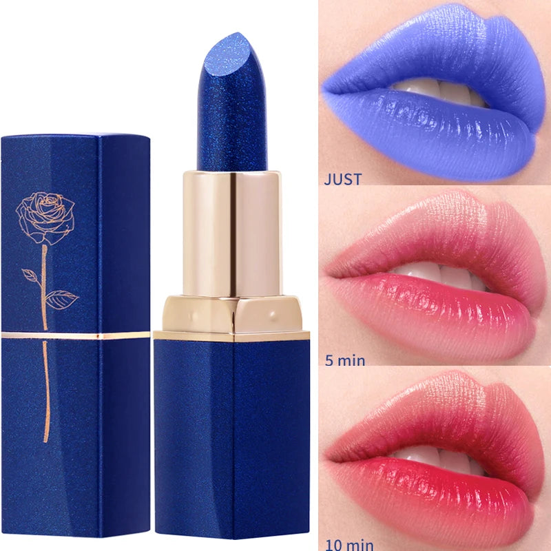 Blue Rose Lipstick Makeup Temperature Color Changing Lipstick Velvet Matte Moisturizing Waterproof Non-stick Cup Shiny Lipstick - Seprincess