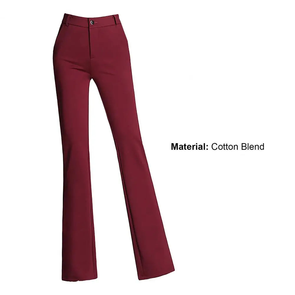 Women Trouser High Elasticity Comfortable Zipper Crotch Casual Loose Slim Flared Trousers Formal Wear Long Trousers Slim