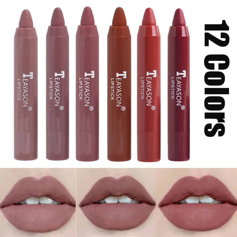 12 Colors Matte Lipsticks Waterproof Matte Lipstick Lip Sticks Cosmetic Easy To Wear Matte Batom Makeup Lipstick Sexy Gift - Seprincess