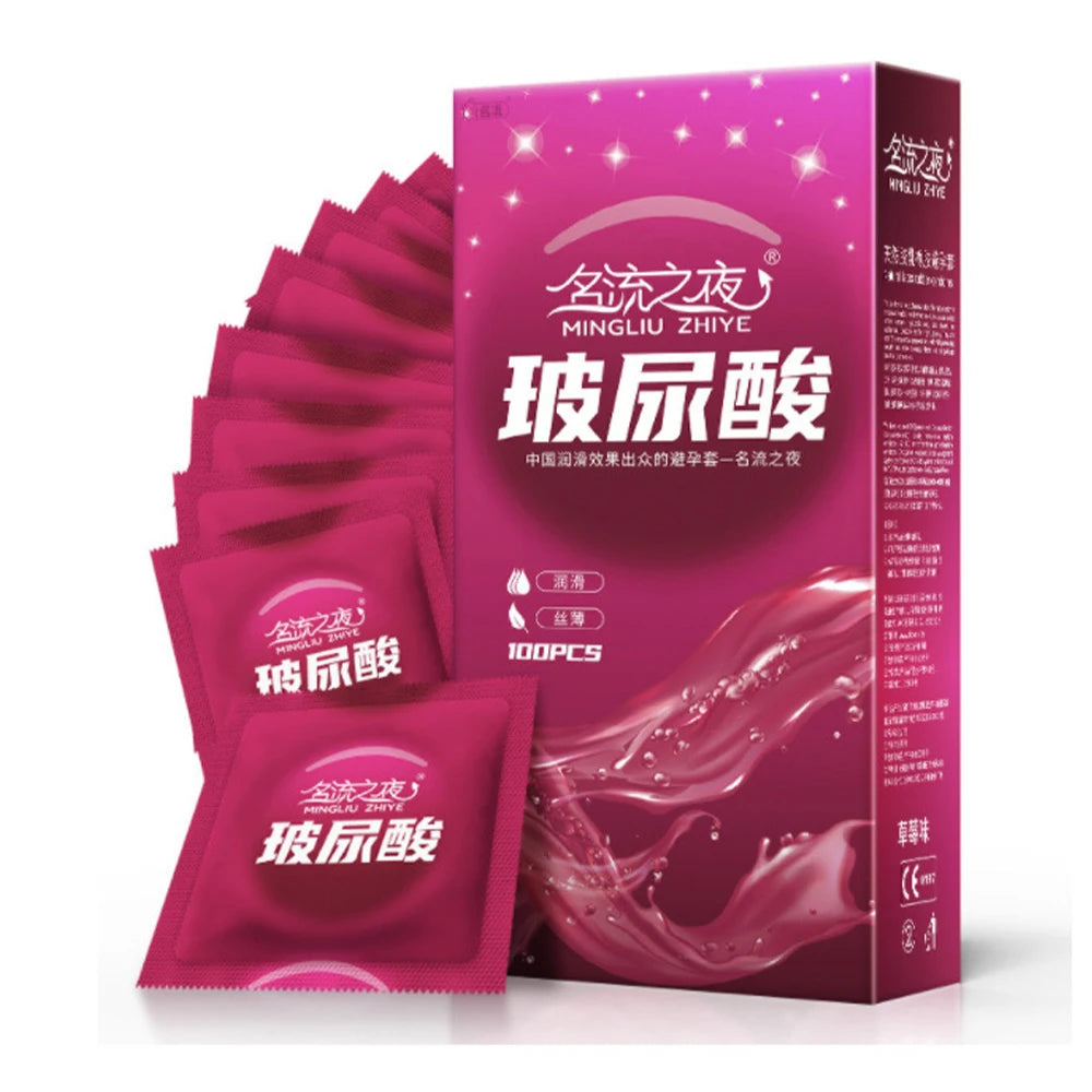 Hyaluronic Acid Condom 30/50/100Pcs Ultra Thin Particle Smooth Penis Sleeve Natural Rubber Contraception for Adult Sex Products