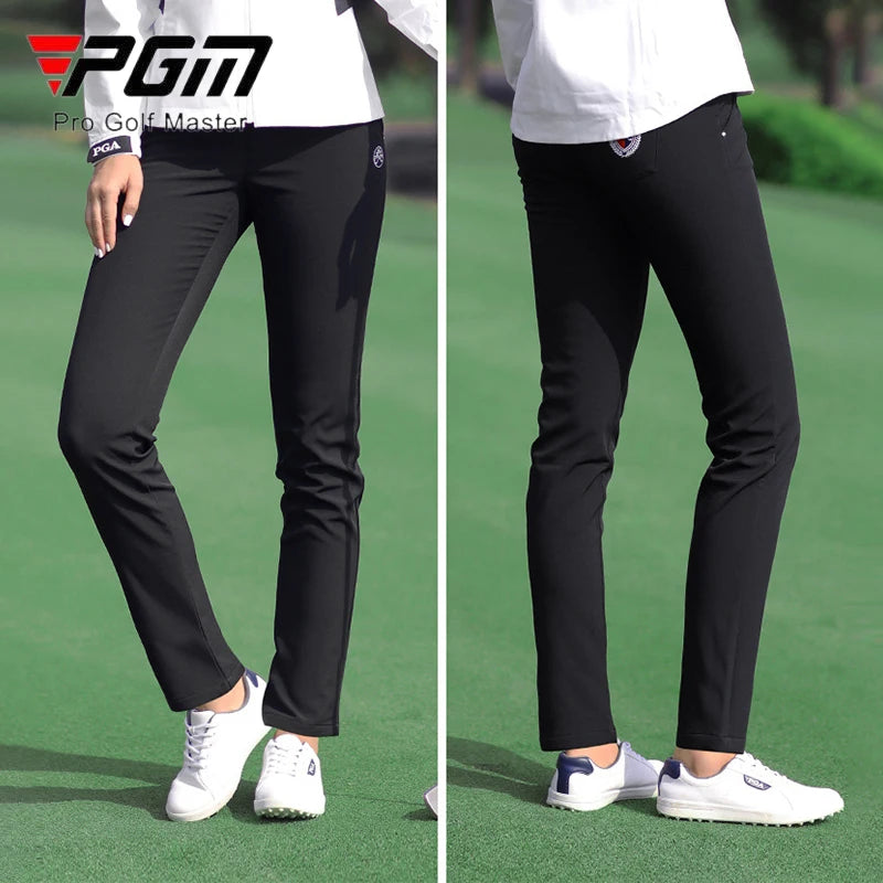 PGM Women Winter Golf Pants Lady Waterproof Warm Pant Fleece Snow Prevention Trousers Girls Elastic Straight Sweatpant XS-XXXL