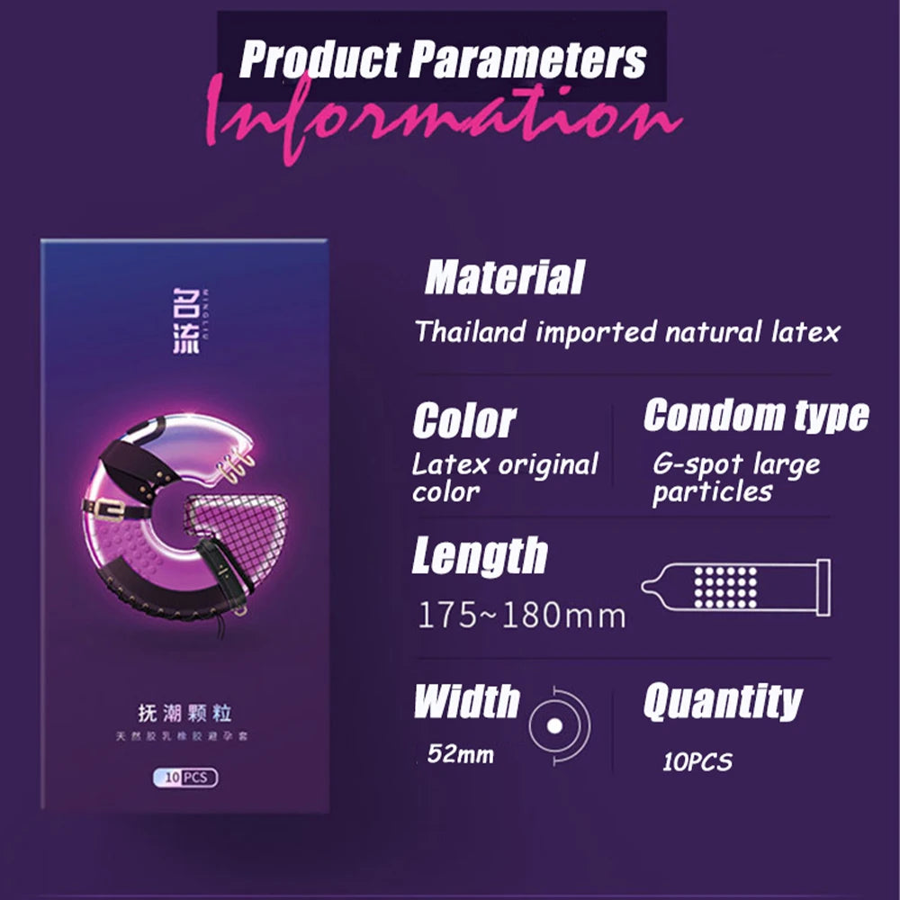 10PCS Condoms G Dotted Granular for Adult Men Original Lubricants Sexual Retardant High Sensitive Safer Sex Products Health Shop - Seprincess