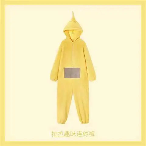 Teletubbies Cartoon Adultcos Cosplay Coral Fleece Hooded Jumpsuit Costume Adult Onesie Pajamas Unisex Clothes Cosplay Homewear ? - Seprincess