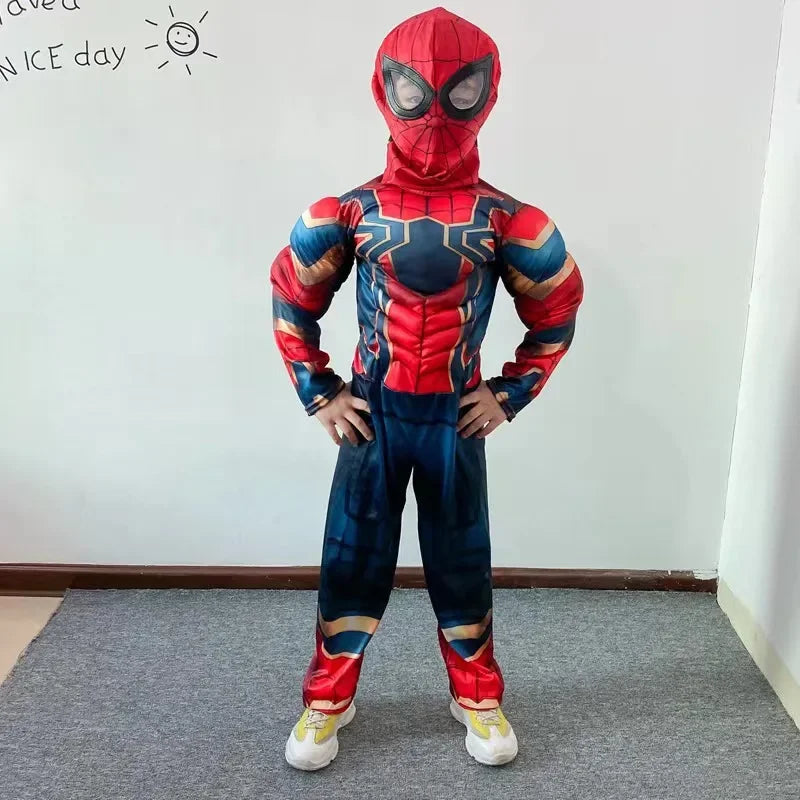 Spiderman Cosplay Costume Muscle Style Children Performance Costume Superhero Cos Prop Role Play Party Dress Up Gifts for Kids - Seprincess