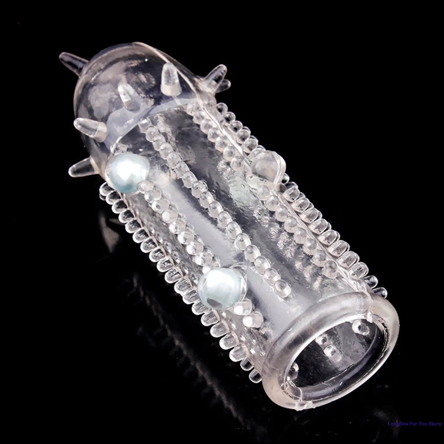 3D Large Particles Crystal Mace Penis Condoms with Spines Thick Penis Enlarger Delay Ejaculation Cock Ring for Sex Life Couples - Seprincess