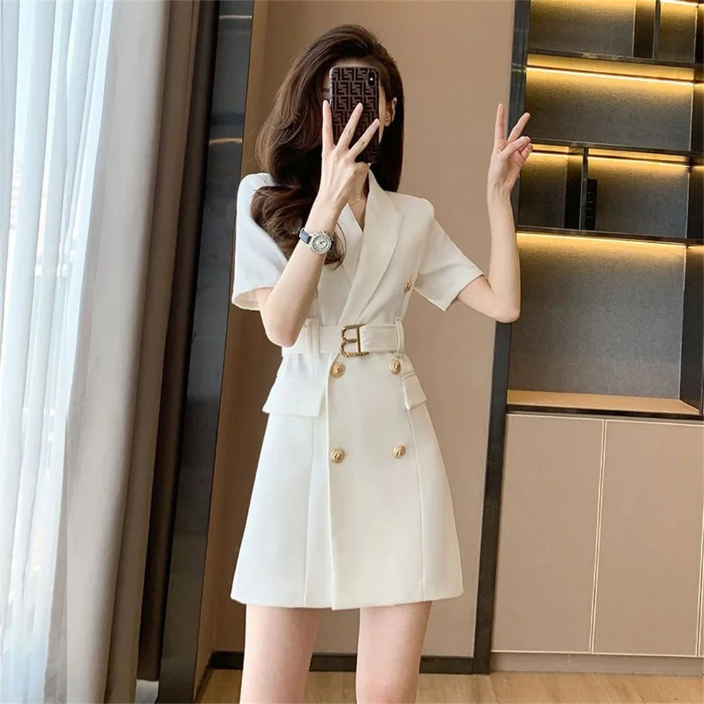 2024 Summer New Fashion Temperament Women's Dress Small Fragrance French High-grade White Dress Summer Niche Design Suit Skirt - Seprincess