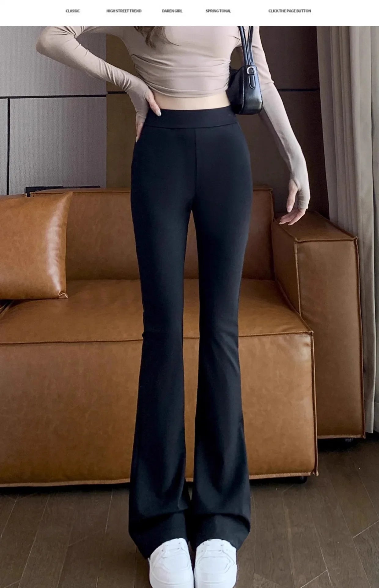 High-waisted Bell-bottom Pants Women's Spring/autumn New Arrival 2024 Petite Summer Thin Style Black Micro-flared Suit Pants