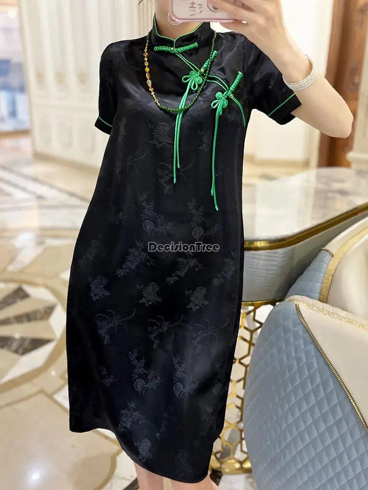 2024 new chinese style traditional cheongsam dress women sexy improved casual daily qipao dress lady satin style qipao dress - Seprincess