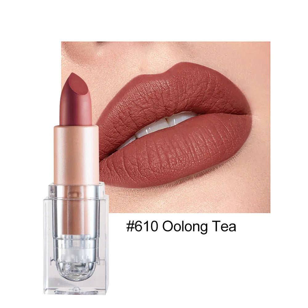 Handaiyan 12 Colors Matte Waterproof Velvet Nude Lipstick Sexy Red Brown Pigments Makeup Long Lasting Profissional - Seprincess