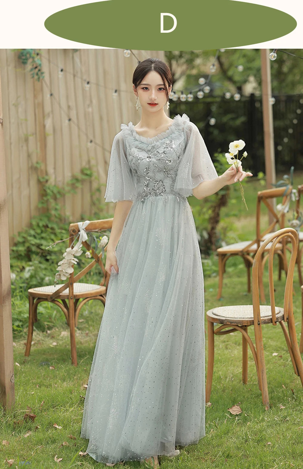 4 Styles Grey Bridesmaid Dress Women's Elegant V-neck Sequins Shawl Collar Slim A-line Gown Light Luxury Wedding Party Vestido