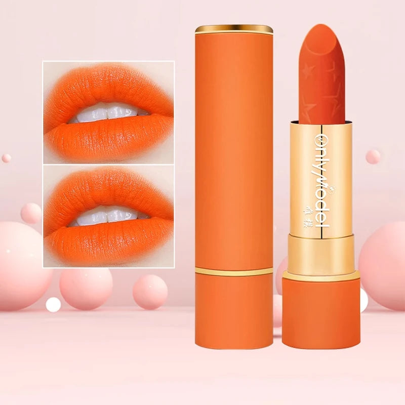 Orange Lipstick Velvet Matte Lipsticks Waterproof Long Lasting Lip Stick Velvet Lip Tint Women Cosmetic Sexy Lip Glaze Makeup - Seprincess