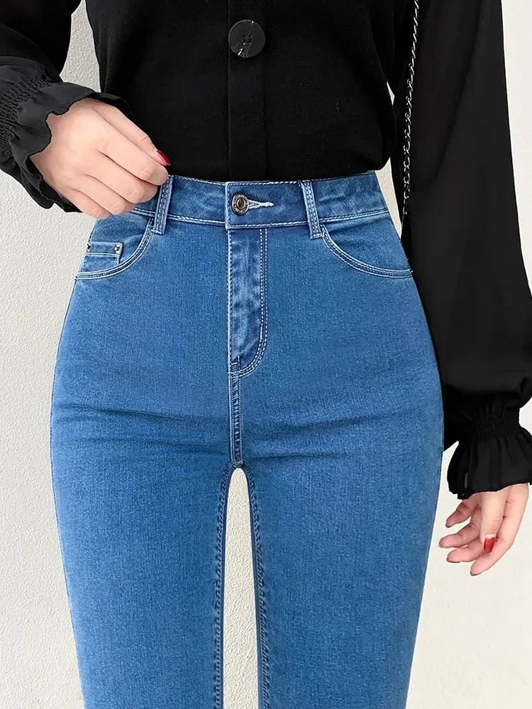 High Waist Skinny Pencil Jeans Woman Large Size Streetwear Slim Stretch Denim Pants Spring Korean Fashion Casual Kot Pantolon