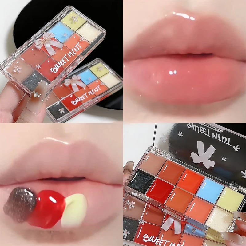 Real 10-Color Lip Palette Lip Gloss and Lipstick Glossy Moisturizing Pigmented Multifunctional Original Cosmetics - Seprincess