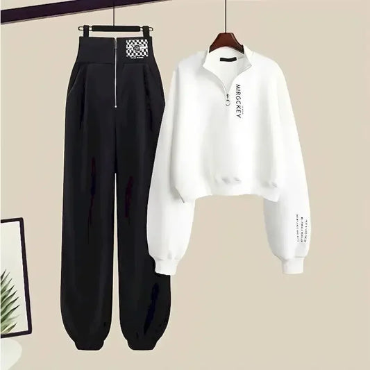 Y2k Streetwear Hoodies+Casual Sweatpants Suit Women 2023Autumn Zipper Pullovers Sweatshirts Harajuku Two Piece Sets Kpop Clothes - Seprincess