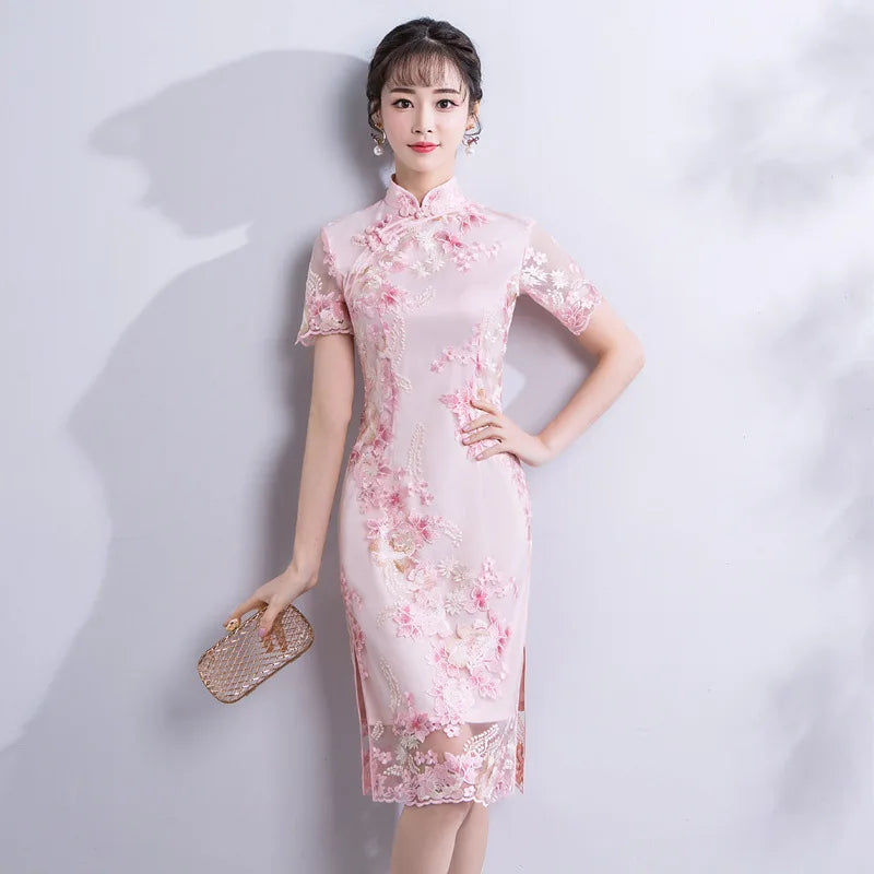 Vintage Chinese Style Wedding Dress Retro Toast Clothing Mini Gown Marriage Cheongsam Qipao Party Evening Dress Vestidos Clothes - Seprincess