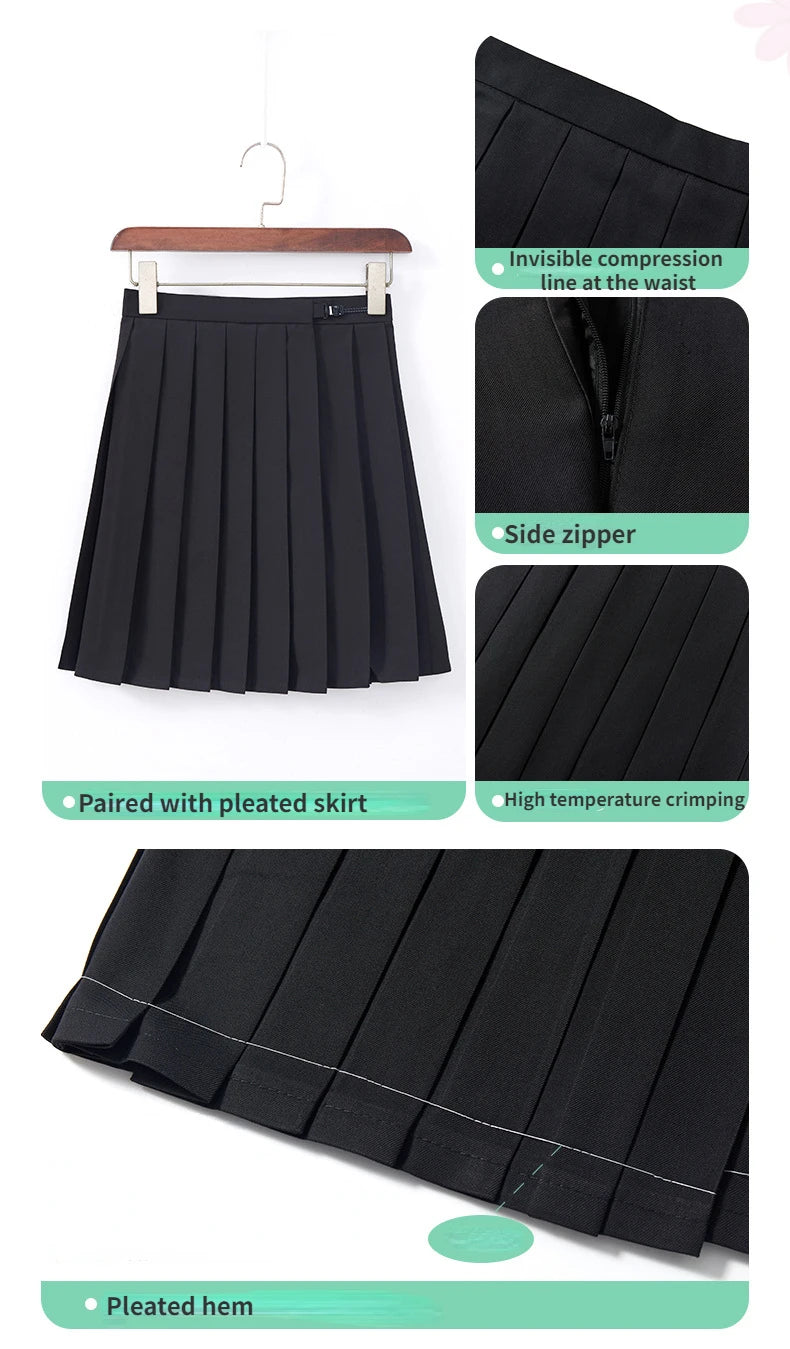 BLACK Orthodox College Style Japanese Korean Student School Uniform JK Uniform Girl Anime Cosplay Sailor Suit Class Top Skirts-A - Seprincess