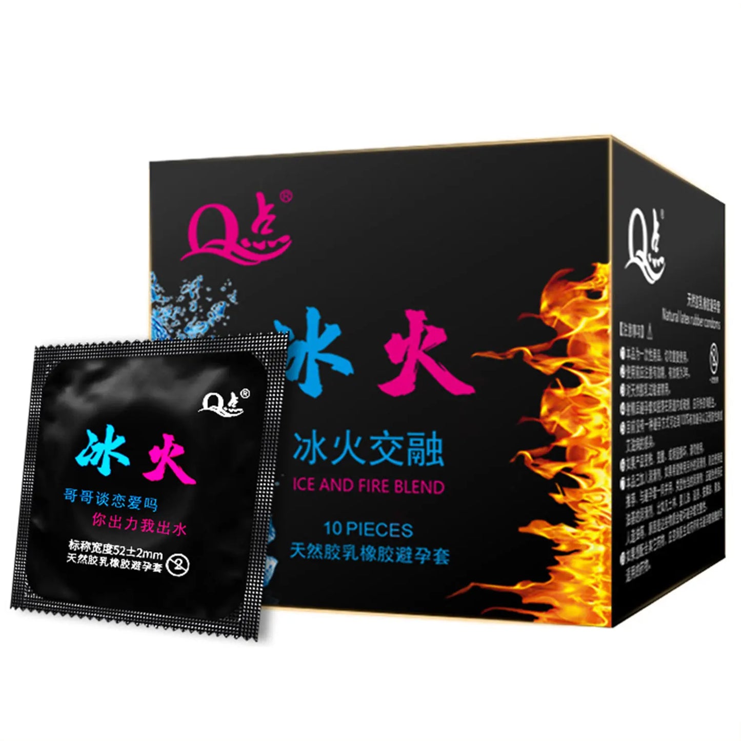 10pcs Ultra-Thin Condoms Large Particles Dotted Ribbed Ice and Fire Feeling Extra Lubricated High Sensitivity Sexshop for Men 18 - Seprincess