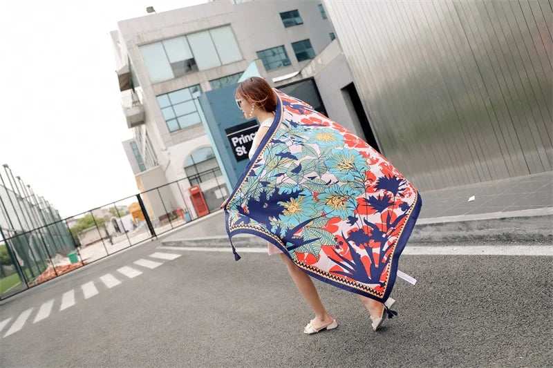 2018 New 90x180cm Twill cotton Pareo Beach Cover-Ups Women Large Beach Dress Bikini Bathing Swimwear Cover Up Sarong Wrap Scarf - Seprincess