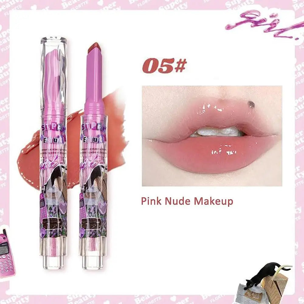 1pcs Flortte Love Shape Lipstick Flower Jelly Water Lip Gloss Clear Light Hydrating Lip Tints Non-stick Cup Korea Cosmetic - Seprincess