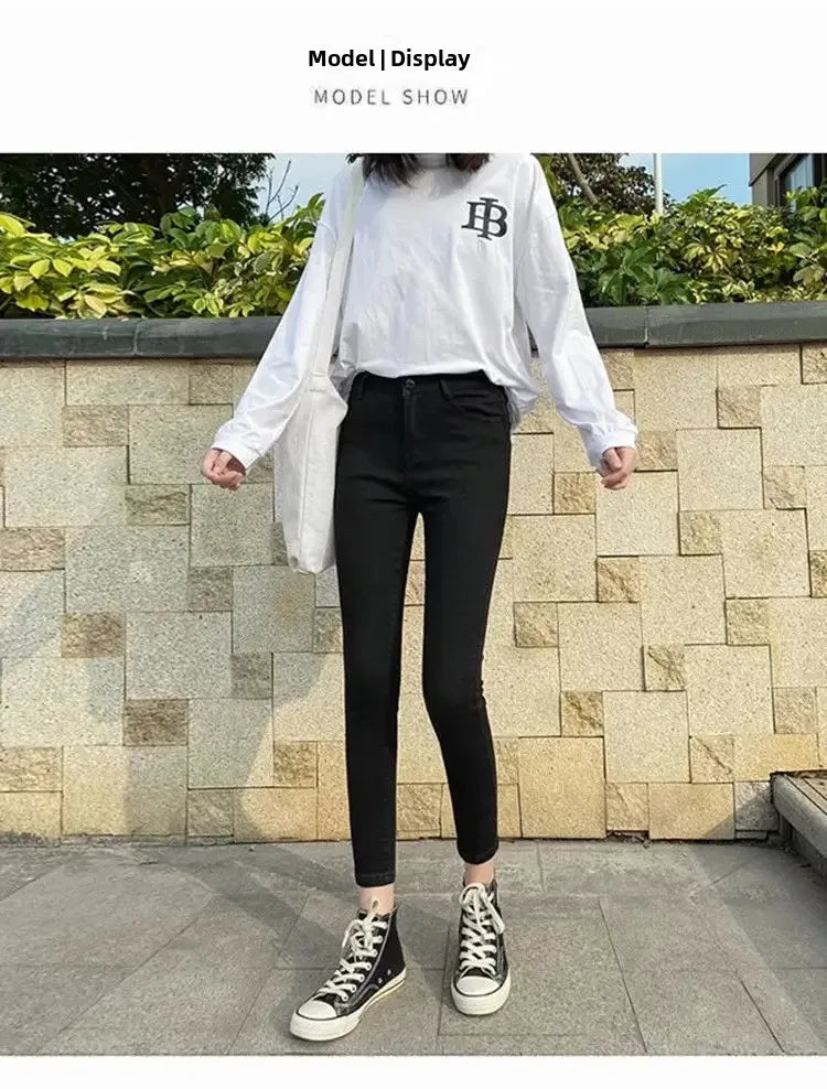 Summer New Fringe Jeans Women's Student High-waisted Elastic Slimming Bootcut Pants Vintage Thin Bell-bottom Pantsins