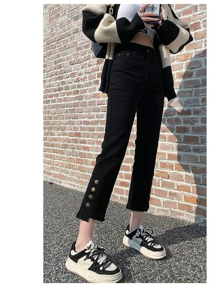 Vintage Jeans Women Students Streetwear Straight Casual Personality Spring Popular Ankle-length Korean Style S-5XL Gentle Temper