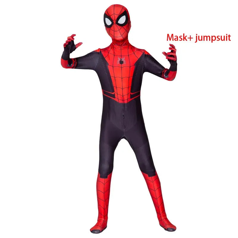 Kids Spider-Man Cosplay Fantasy Costumes Jumpsuit Superhero Miles Morales Movie Role Play Boys Girls Halloween Carnival Bodysuit - Seprincess