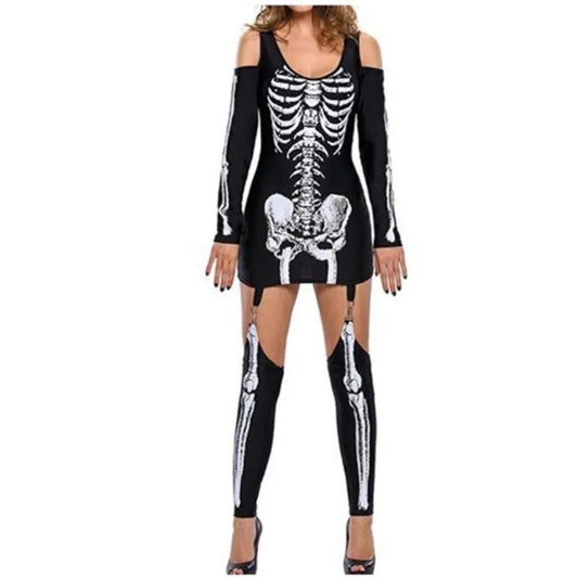 Witch Clothing Skeleton Zombie Ghost Cosplay Costumes Death Jumpsuit Halloween Dress Sexy Off Shoulder Dark Performance Costume - Seprincess