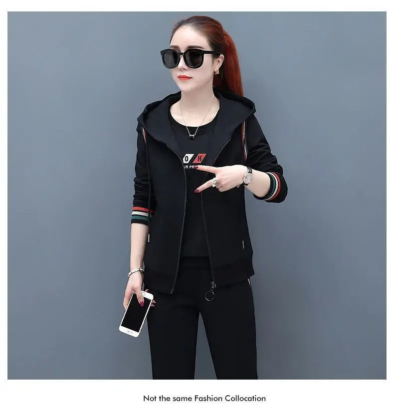 Fashion Women's Suit 2024 New Korean Version Spring and Autumn Long Sleeve Top Casual Sportswear Elegant Women's Three Suits - Seprincess