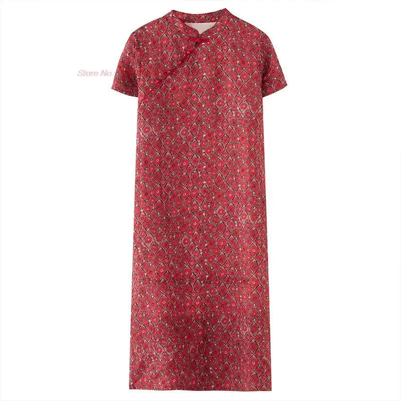 2024 chinese improved cheongsam dress traditional flower print cotton linen dress qipao vintage chinese dress folk style qipao - Seprincess