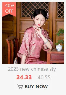 Spring Autumn Chinese traditional hanfu women elegant qipao dress vintage festival flower printing dress cheongsam qipao dress - Seprincess