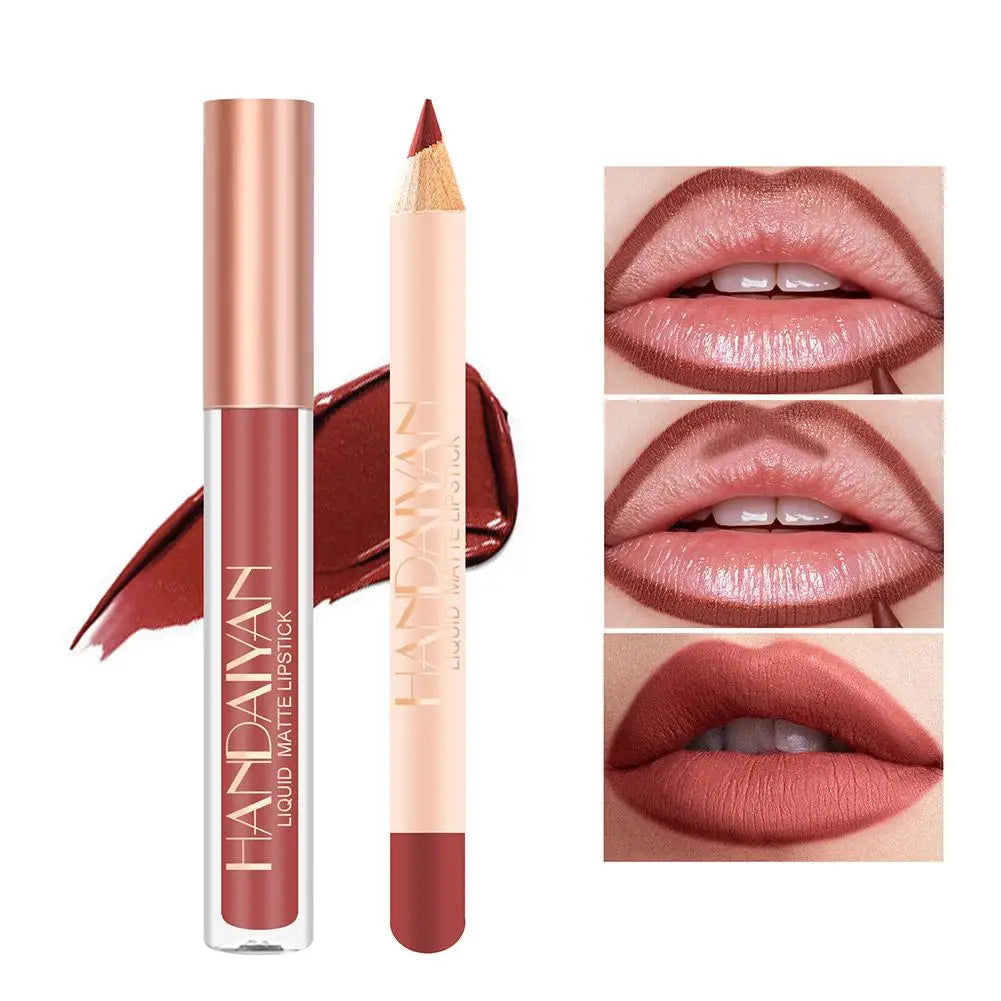 HANDAIYAN Matte Nude Brown Lipliner Pencil Lipsticks Set 12 Colors Lip Contour Kit Waterproof Non-sticky Sexy Velvet Lip Gloss - Seprincess