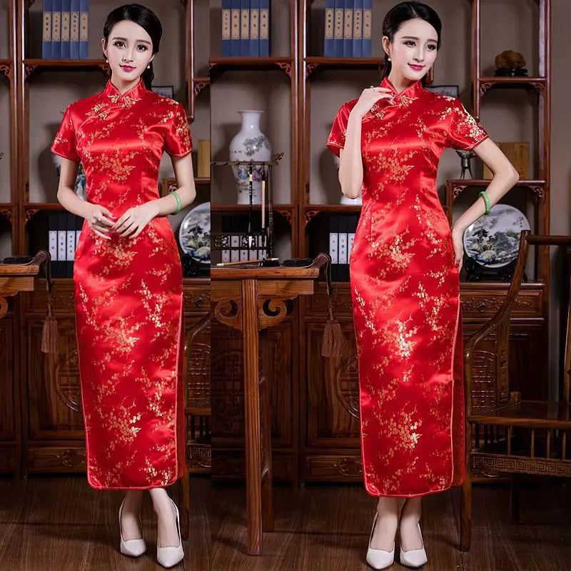 S-6Xl Plus Size Cheongsam Women Elegant Qipao Tradition Chinese Style Dresses Dragon Jacquard Cheongsams Sexy Long Vestidos - Seprincess