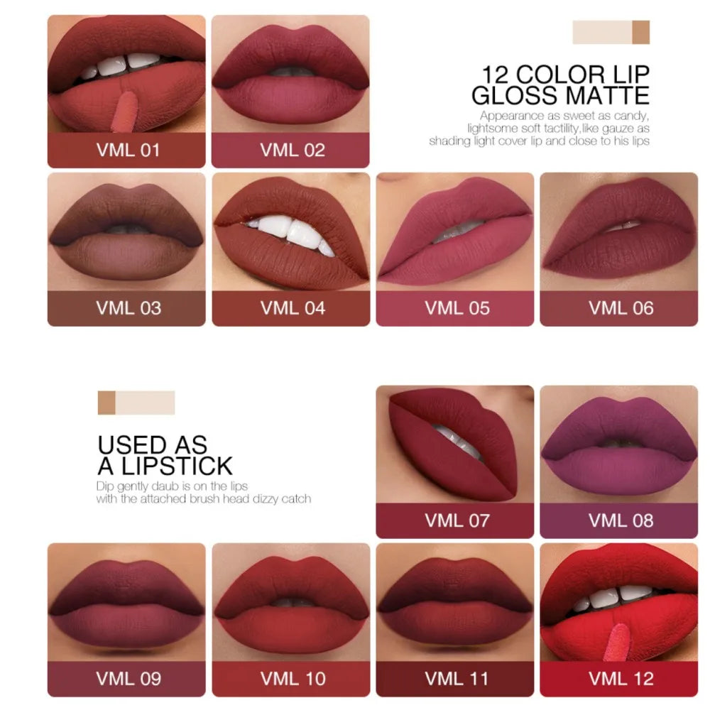 O.TWO.O 12 colors High Quality Velvet Matte lipstick Long Lasting Lips Makeup Waterproof Easy to Wear Matte Liquid Lip Gloss - Seprincess