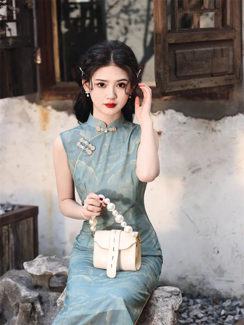 Lady Chinese Style Flower Print Qipao Women Traditional Retro Vintage Cheongsam Elegant Wedding Evening Dress Bodycon Vestidos - Seprincess