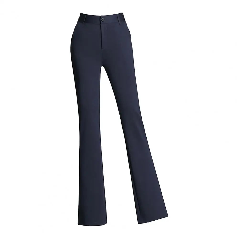 Women Trouser High Elasticity Comfortable Zipper Crotch Casual Loose Slim Flared Trousers Formal Wear Long Trousers Slim