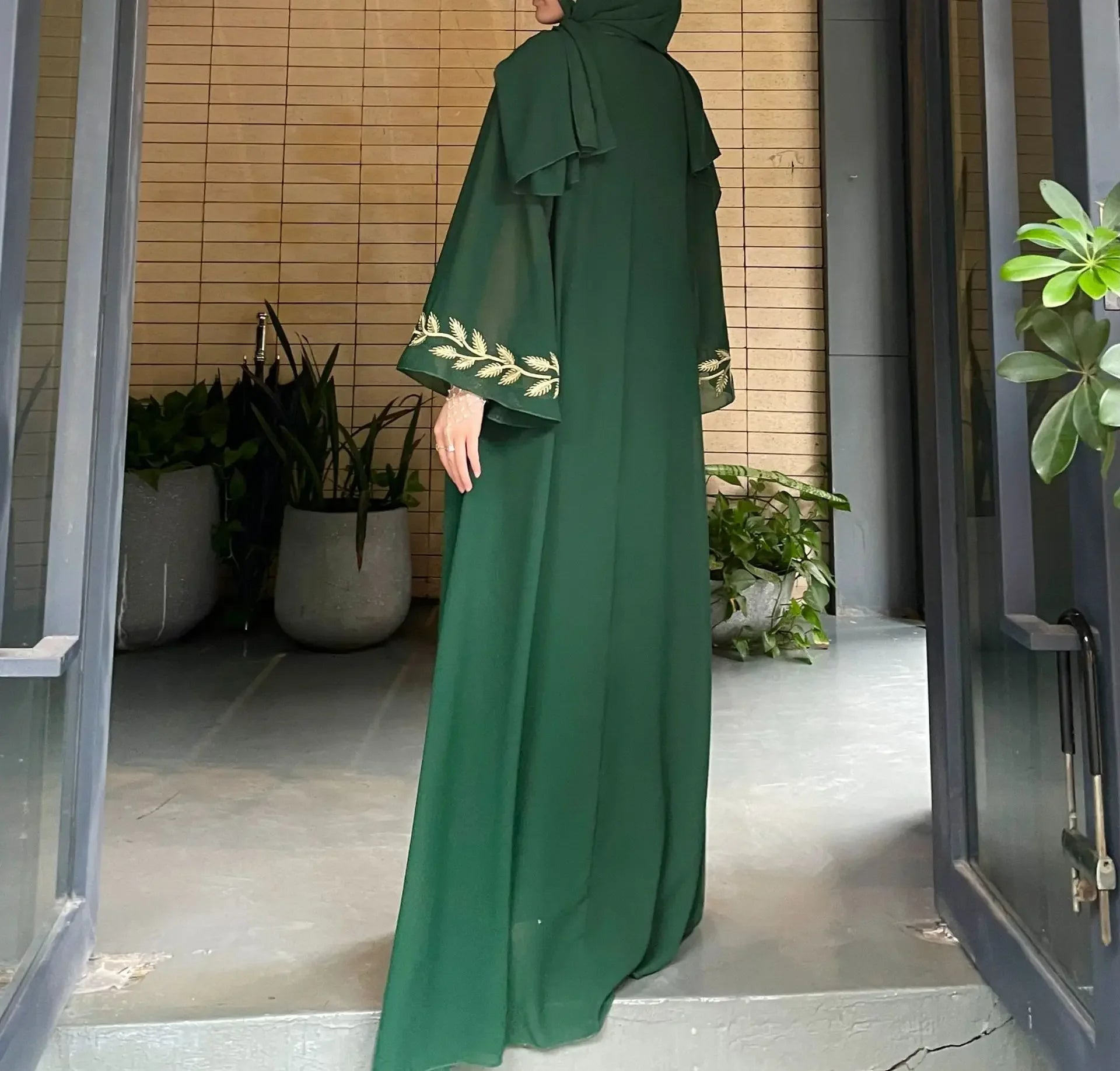 Eid Muslim Abaya for Women Embroidery Dress with Scarf 2 Piece Set Dubai Arab Long Robe Morocco Abayas Kaftan Headscarf Gorgeous - Seprincess