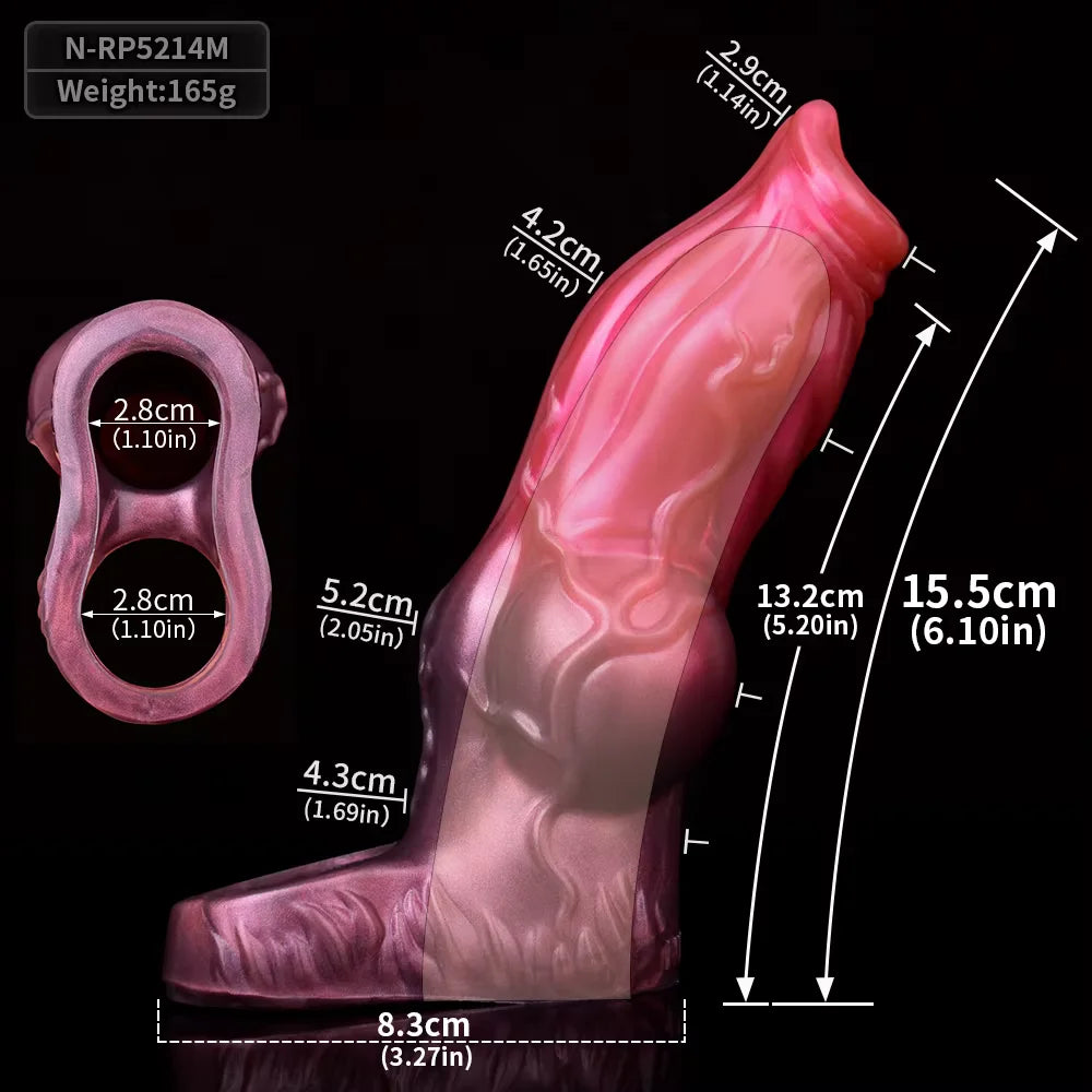 FAAK Large Silicone Fantasy Knot Penis Sleeve  Cock Enlargement Sex Toys For Men Delay Ejaculation Size M L