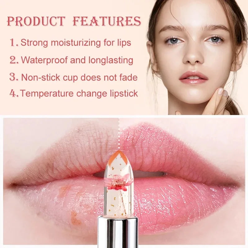 Flower Jelly Lipstick Set Temperature Change Moisturizer Flower Lipglaze Long Lasting Lip Balm Magic Color Change Lip Gloss - Seprincess