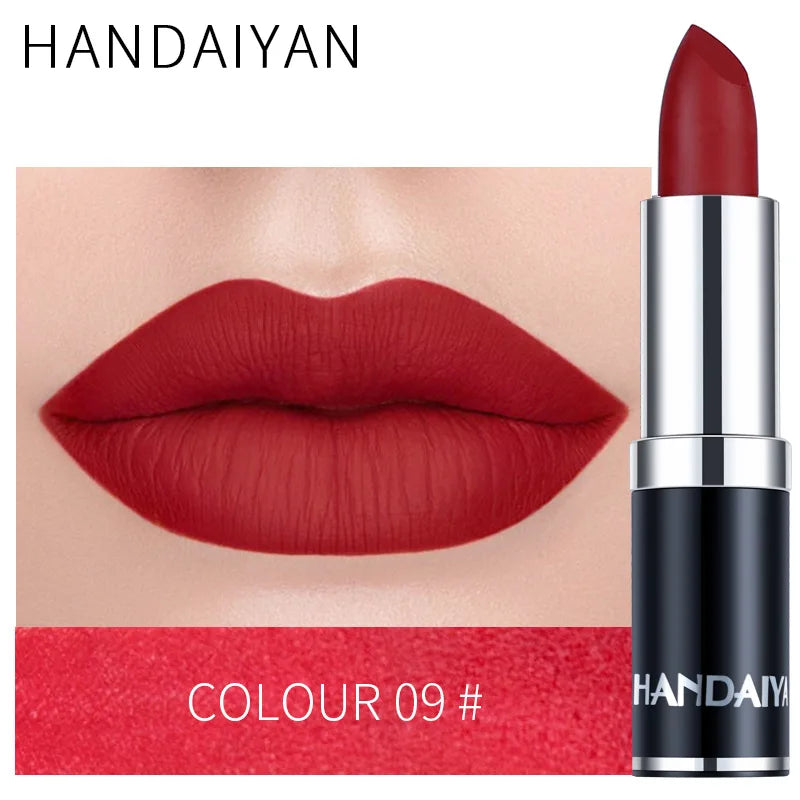 Handaiyan Sexy Nude Red Brown Purple Lipgloss Matte Lip Gloss Velvety Lipstick Matte Waterproof Makeup Long Lasting Cosmetic - Seprincess