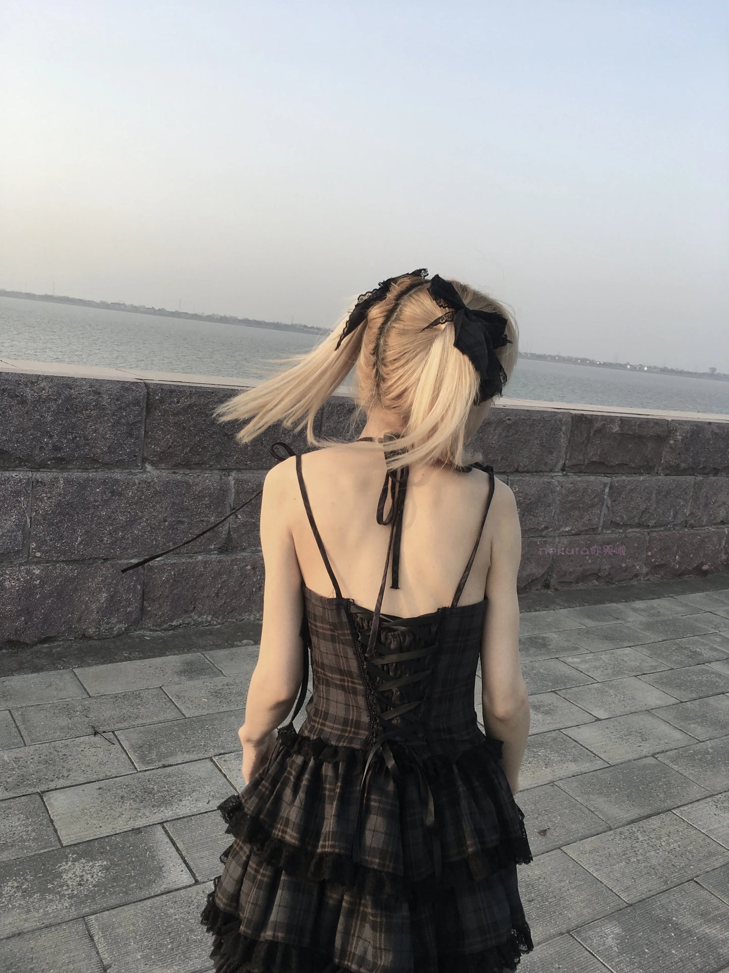 Summer Autumn Preppy Style Gothic Girls Sexy Sling Dress Balck Pleated Mini Short Plaid Women Sleeveless Large Pendulum Dresses - Seprincess