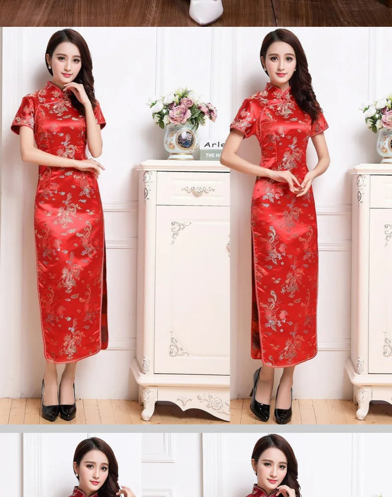 S-6Xl Plus Size Cheongsam Women Elegant Qipao Tradition Chinese Style Dresses Dragon Jacquard Cheongsams Sexy Long Vestidos - Seprincess