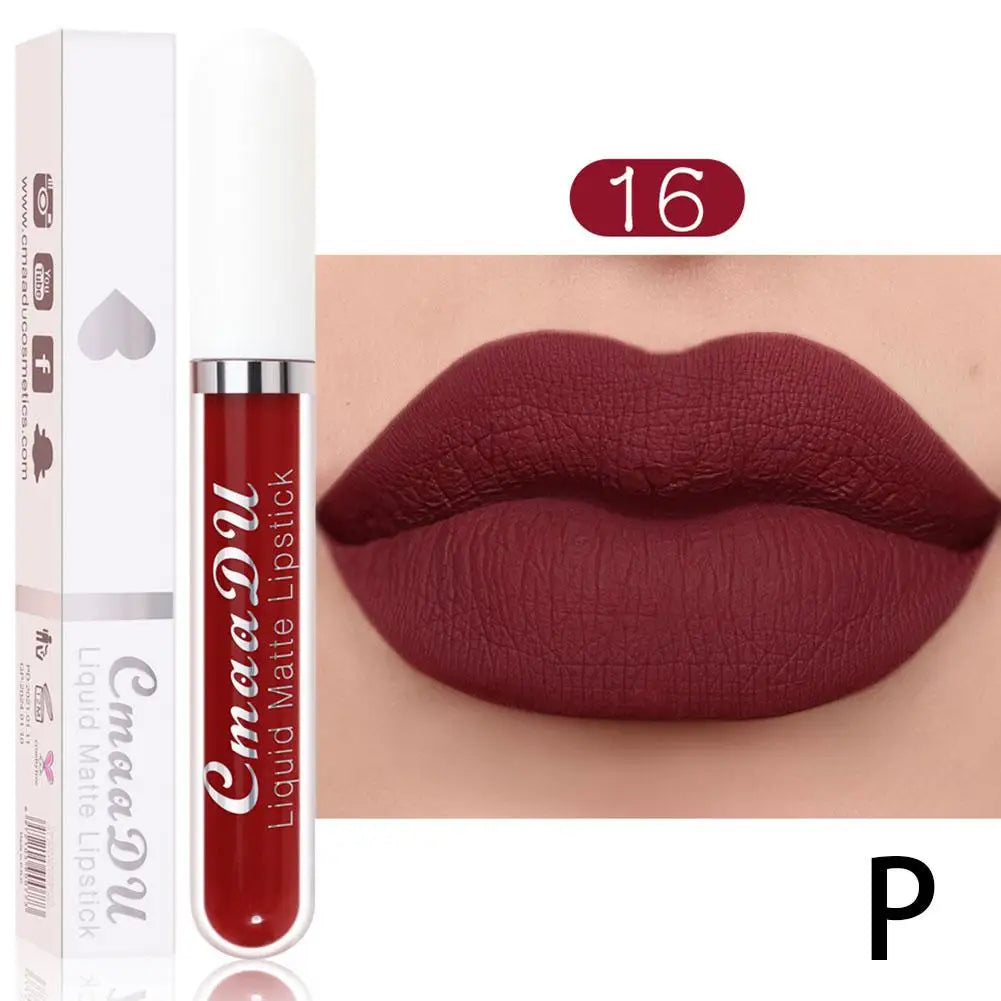 18 Color Waterproof Liquid Matte Lipstick Long Lasting Sexy Red Moisturizing Lip Gloss Velvet Non-Stick Lip Tint Makeup Cosmetic - Seprincess