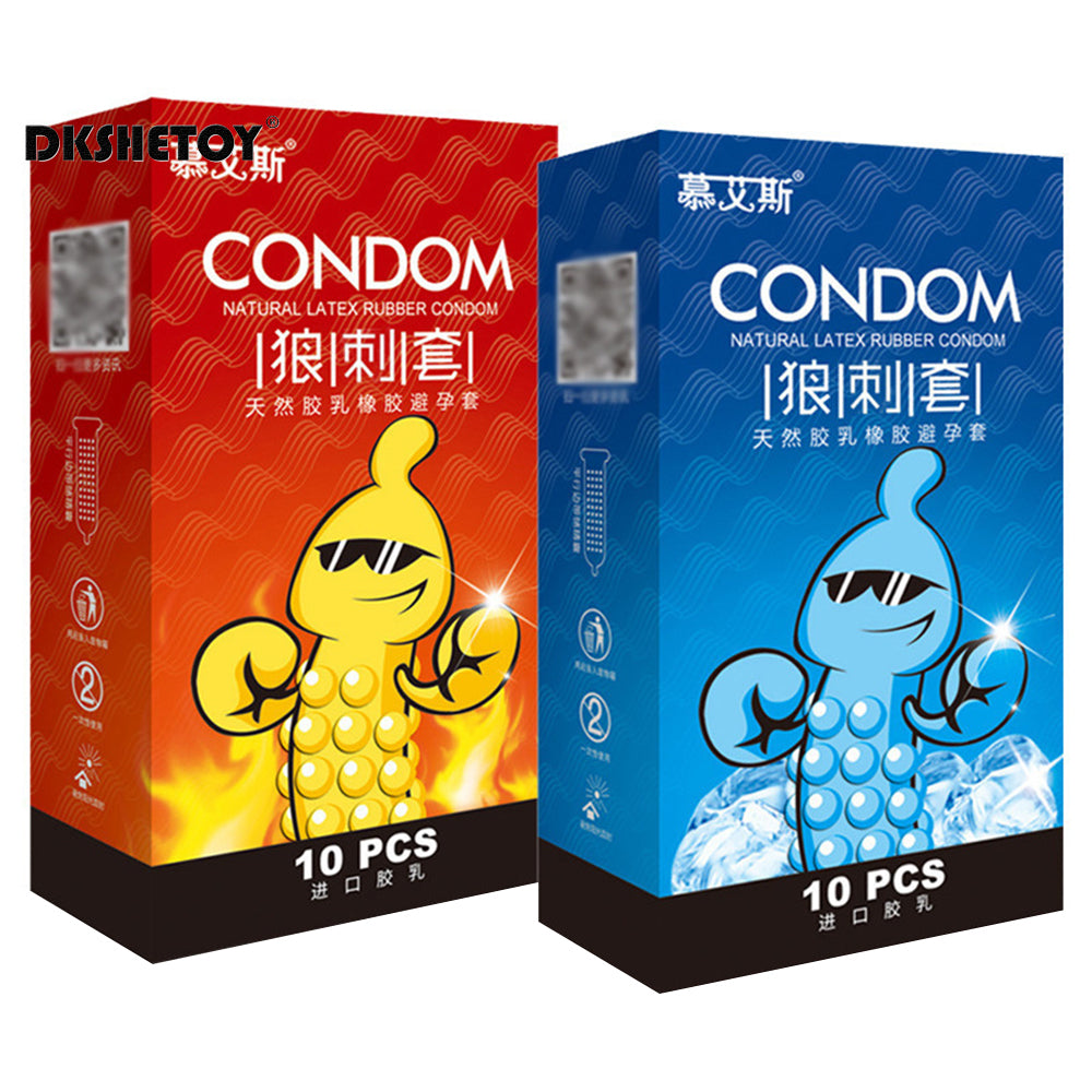 Spiked Condoms For Men 18+ Thin Condones Big Dotted For Long Sex Delay Ejaculation G-spot Vaginal Stimulation Adult Penis Sleeve - Seprincess