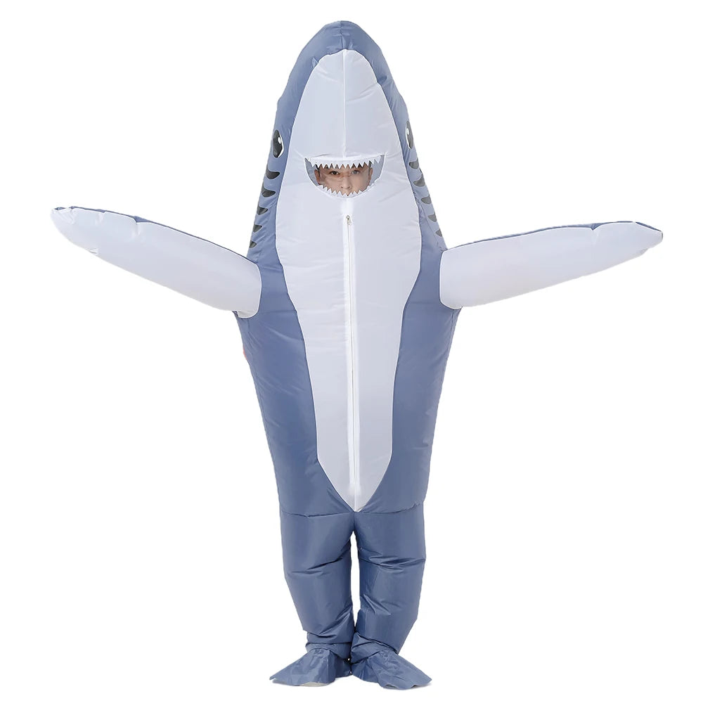 Unisex Funny Inflatable Shark Cosplay Costume Suit Adult Fancy Dress Performance Clothes Halloween Carnival Theme Party - Seprincess